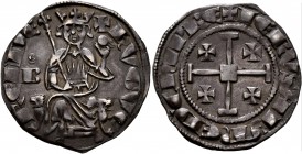 CRUSADERS. Lusignan Kingdom of Cyprus. Hugh IV , 1324-1359. Gros grand (Silver, 26 mm, 4.63 g, 6 h), Nicosia. + HVGVE REI DE Hugh seated facing, holdi...