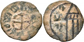 ARMENIA, Cilician Armenia. Baronial. Toros II , 1144-1168. Pogh (Bronze, 19 mm, 1.15 g, 4 h). Cross. Rev. Castle. Bedoukian 3. Nercessian 247. Extreme...