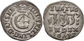 DENMARK. Christian IV, 1588-1648. 1 Mark (16 Skilling) (Silver, 22 mm, 1.71 g, 4 h), 1645. KM 136.2. Nicely toned. Good very fine.