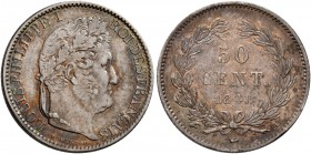 FRANCE, Royal (Restored). Louis Philippe , 1830-1848. 50 Centimes (Silver, 18 mm, 2.48 g, 6 h), 1846 A, Paris. LOUIS PHILIPPE I ROI DES FRAN&#199;AIS ...
