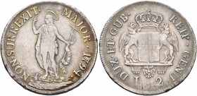 ITALY. Genova. Republic , 1528-1805. 2 Lire (Silver, 29 mm, 8.13 g, 12 h), 1794. NON•SURREXIT• MAIOR•1794• Saint John Baptist. Rev. DUX•ET•GUB• REIP•G...