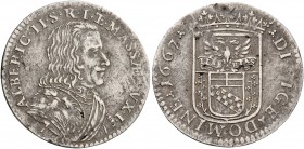 ITALY. Massa di Lunigiana. Alberico II Cybo-Malaspina, Duca , 1664-1690. 7 Bolognini (Silver, 21 mm, 2.33 g, 6 h). •ALBERIC•II•S•R•I• ET •MASS AE •DVX...