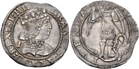 ITALY. Napoli (Regno). Ferdinando I (Don Ferrante) , 1458-1494. Coronato (Silver, 25 mm, 3.96 g, 8 h), Napoli. : FERRANDVS : D : G : R•SICILIE : HIE C...