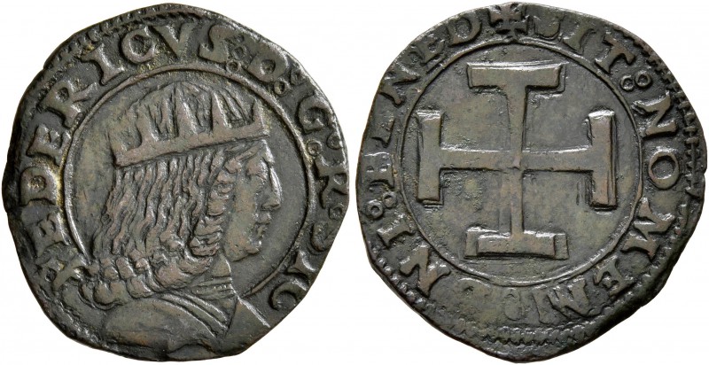 ITALY. Napoli (Regno). Frederico III (IV d'Aragona) , 1496-1501. Sestino (Bronze...