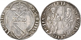 ITALY. Papal Coinage. Eugenius IV , 1431-1447. Grosso (Silver, 27 mm, 3.92 g, 10 h), Rome. •+EVGENIVS• •PP•QVARTVS• Coat-of-arms surmounted by crossed...
