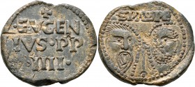 ITALY. Papal Coinage. Eugenius IV , 1431-1447. Bulla (Lead, 40 mm, 50.19 g, 12 h). +/•EVGEV/IVS•PP/•IIII• in four lines. Rev. SPASPE Bare heads of Sts...