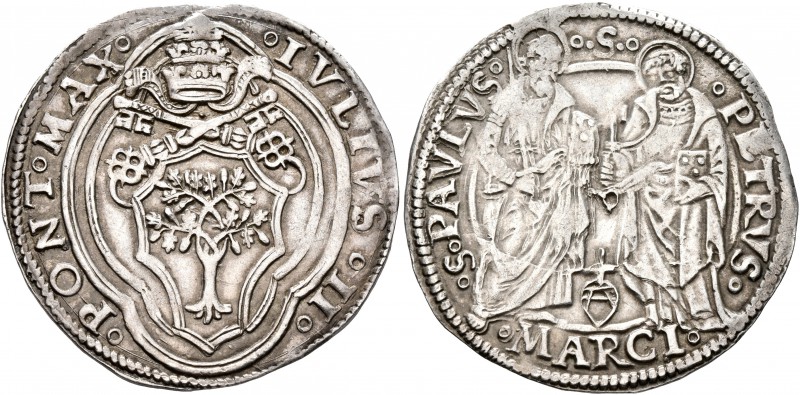 ITALY. Papal Coinage. Julius II , 1503-1513. Grosso (Silver, 28 mm, 3.92 g, 10 h...