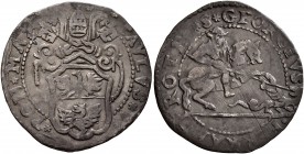 ITALY. Papal Coinage. Paul V , 1605-1621. Grosso (Silver, 21 mm, 1.45 g, 6 h), Ferrara. ✱PON✱MAX✱PAVLVS✱ Coat-of-arms surmounted by crossed keys and p...