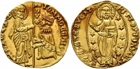 ITALY. Venezia (Venice). Tommaso Mocenigo , 1413-1423. Ducat (Gold, 20 mm, 3.42 g, 12 h). St. Mark standing right, presenting banner to Doge kneeling ...