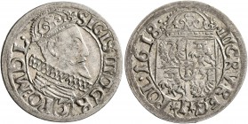 POLAND, Monarchs. Zygmunt III Wasa , 1587-1632. 3 Kreuzer (Silver, 22 mm, 1.69 g, 2 h), 1618, Krakow. Kopicki 891. Rare. Extremely fine.


The 3 Kr...