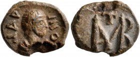 SEALS, Roman. Seal (Lead, 14 mm, 2.71 g, 1 h), circa 5th century AD. MAR-INO Draped bust of Marinos to right. Rev. Monogram of MB; above, cross. Good ...