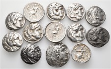 A lot containing 13 silver coins. All: Tetradrachms of Alexander III (12) and Philip III (1). Fine to very fine. LOT SOLD AS IS, NO RETURNS. 13 coins ...
