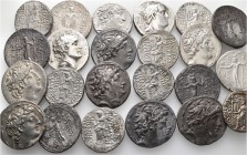 A lot containing 23 silver coins. All: Seleukid Tetradrachms. Fine to very fine, some with metal problems. LOT SOLD AS IS, NO RETURNS. 23 coins in lot...