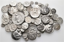 A lot containing 95 silver coins. Includes: Greek and Roman coins. From a European collection, formed before 2005. About very fine to good very fine. ...