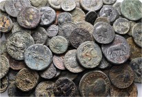 A lot containing 4 silver and 100 bronze coins. All: Roman Provincial coins. Fine to very fine. LOT SOLD AS IS, NO RETURNS. 104 coins in lot.