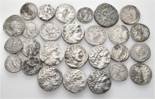 A lot containing 26 silver and 1 bronze coins. Includes: Greek and Roman Imperial coins. About very fine to very fine. LOT SOLD AS IS, NO RETURNS. 27 ...