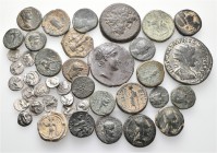 A lot containing 17 silver and 24 bronze coins. Includes: Greek, Roman Provincial and Roman Imperial coins. Very fine. LOT SOLD AS IS, NO RETURNS. 41 ...