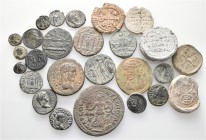 A lot containing 21 bronze coins and 5 lead seals. Includes: Greek and Roman Provincial coins and Byzantine lead seals. Very fine. LOT SOLD AS IS, NO ...