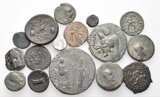 A lot containing 1 silver and 15 bronze coins. Includes: Greek, Roman Provincial, Roman Imperial and early Medieval coins. About very fine to good ver...