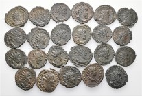 A lot containing 23 bronze coins. All: Antoniniani of the Gallic Empire. Very fine to good very fine. LOT SOLD AS IS, NO RETURNS. 23 coins in lot.