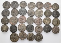 A lot containing 32 bronze coins. All: Late Roman Folles. Very fine to good very fine. LOT SOLD AS IS, NO RETURNS. 32 coins in lot.