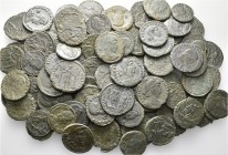 A lot containing 96 bronze coins. All: Late Roman Folles. About very fine. LOT SOLD AS IS, NO RETURNS. 96 coins in lot.