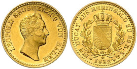 Baden Leopold 1830-1852 Rheingold-Dukat 1832 Friedb. 152. DS 8. AKS 72. 
 vz+