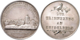 Baden - Heidelberg Versilberte Bronzemedaille 1829 (v. Döll) Erinnerung an Heidelberg. Brett. 2408. 
winz. Kr., kl. Rf. 40,0mm 34,3g vz