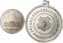 Baden - Mannheim Lot von 2 Stücken: Versilberte Medaille 1823 auf die Grundsteinlegung der Schule der vereinigten evangelischen Gemeinde (vz+, min. Kr...