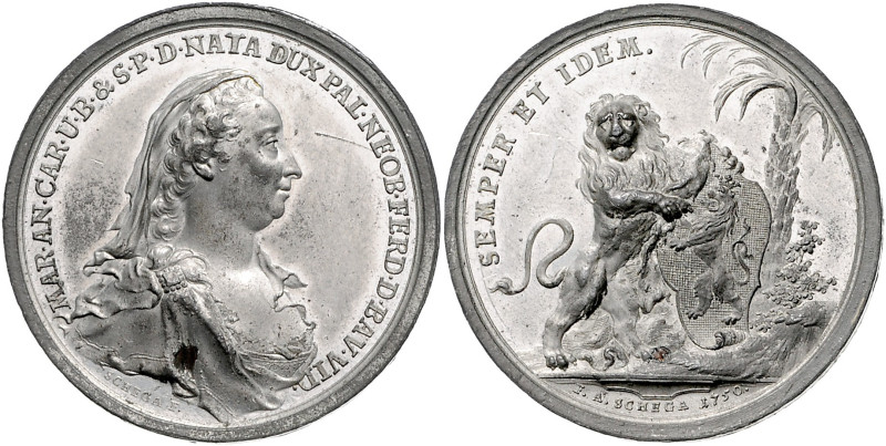 Bayern Maximilian III. Joseph 1745-1777 Zinnmedaille 1750 (v. Schega) auf die Wi...