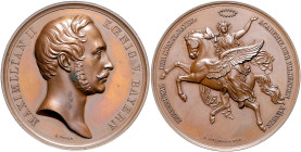 Bayern Maximilian II. 1848-1864 Bronzemedaille o.J. (v. Voigt/Stanger) Prämie der Kgl.-Bayer. Akademie der bildenden Künste. Witt. 2861. 
56,1mm 75,4...