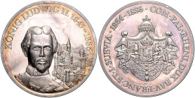 Bayern Ludwig II. 1864-1886 Feinsilbermedaille o.J. (v. Rapp) Zur Erinnerung an den König. 
50,3mm 47,8g PP-