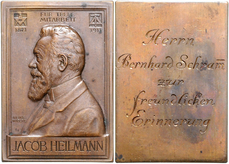 Bayern - München Bronzeplakette 1911 (v. Waderé) auf die 40-Jahrfeier der Bauunt...