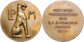 Bayern - München Bronzemedaille 1935 (v. Schwegerle) auf das Abschieds-Preisschießen der 6./L.P. München, Auflösung der Landespolizei. Hasselmann 355....