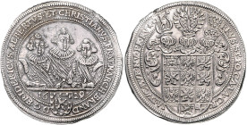 Brandenburg in Franken - Ansbach Friedrich II., Albrecht und Christian 1625-1634 Taler 1629 Jz. aus 1628 im Stempel umgeschnitten, Vs. u. Rs. spanisch...