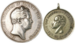 Brandenburg in den Marken - Preussen Friedrich Wilhelm IV. 1840-1861 Lot von 2 Stücken: Silbermedaille o.J. (v. Loos/Pfeuffer) Schießprämie 'Dem beste...