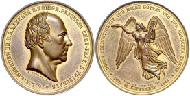 Brandenburg in den Marken - Preussen Friedrich Wilhelm IV. 1840-1861 Vergoldete Bronzemedaille 1844 (v. Loos/Lorenz/Schilling) auf das 50-jährige Dien...