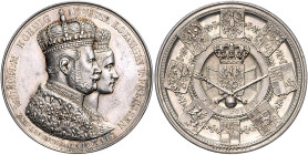 Brandenburg in den Marken - Preussen Wilhelm I. 1861-1888 Silbermedaille 1861 (v. Loos/Pfeuffer) auf die Krönung des Königspaares am 18. Oktober. Somm...