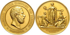 Brandenburg in den Marken - Preussen Wilhelm I. 1861-1888 Vergoldete Bronzemedaille o.J. (v. Beer) auf die Allgemeine Deutsche Gewerbe- und Industriea...