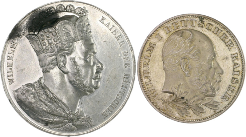 Brandenburg in den Marken - Preussen Wilhelm I. 1861-1888 Lot von 2 Stücken: Zin...