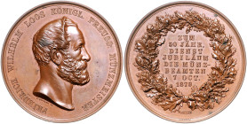 Brandenburg in den Marken - Preussen Wilhelm I. 1861-1888 Bronzemedaille 1879 (v. Weigand/Kullrich) auf das 50-jährige Dienstjubiläum von Friedrich Wi...