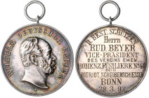 Brandenburg in den Marken - Preussen Wilhelm I. 1861-1888 Silbermedaille o.J. gravierte Schießprämie, verliehen am 28.3.97 an Herrn Rud. Beyer, Vice-P...