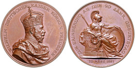 Brandenburg in den Marken - Preussen Wilhelm I. 1861-1888 Bronzemedaille 1887 (v. Schultz/Uhlmann) auf seinen 90. Geburtstag. Slg. Marienbg. 6267. 
4...