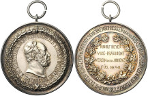 Brandenburg in den Marken - Preussen Wilhelm II. 1888-1918 Vergoldete Silbermedaille 1897 graviert (unsign.) Prämie des patriotischen Scheibenschießen...