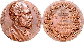 Brandenburg in den Marken - Preussen Wilhelm II. 1888-1918 Bronzemedaille 1899 (v. Weigand) auf das 60-jährige Dienstjubiläum von Rudolf Meinecke, Unt...