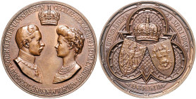 Brandenburg in den Marken - Preussen Wilhelm II. 1888-1918 Bronzemedaille 1905 (v. Schultz) auf die Vermählung von Kronprinz Wilhelm mit Cecilie Herzo...