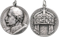 Brandenburg in den Marken - Preussen Wilhelm II. 1888-1918 Silbermedaille 1913 (v. Lauer) auf sein 25-jähriges Regierungsjubiläum. 
mit Öse u. Ring 3...