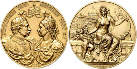 Brandenburg in den Marken - Preussen - Berlin Vergoldete Bronzemedaille 1891 (v. Schultz/Herter) auf die Internationale Kunstausstellung. Die Medaille...