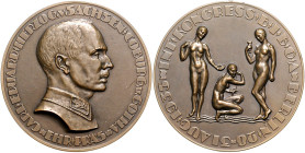 Brandenburg in den Marken - Preussen - Berlin Bronzemedaille 1935 mattiert (unsign. v. Engelhardt) auf den 5. Internationalen Juwelier-Kongress und de...