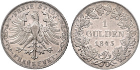 Frankfurt - Stadt 1 Gulden 1843 AKS 12. Jg. 27. 
 ss-vz